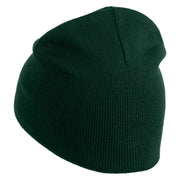 Speak Up Symbol Embroidered 8 Inch Knitted Short Beanie - Dark Green OSFM