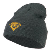 Gold Diamond Embroidered Long Cuff Beanie