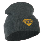 Gold Diamond Embroidered Long Cuff Beanie