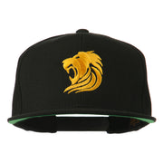 Gold Lion Embroidered Wool Snapback Cap