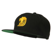 Gold Lion Embroidered Wool Snapback Cap