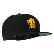 Gold Lion Embroidered Wool Snapback Cap