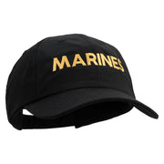 Marines Letter Embroidered 6 Panel Unstructured Cotton Twill Cap Made in USA - Black OSFM