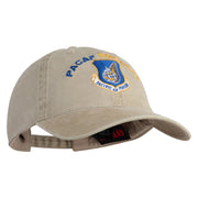 PACAF Pacific Air Forces Veteran Embroidered Washed Solid Pigment Dyed Cotton Twill Brass Buckle Cap - Khaki OSFM