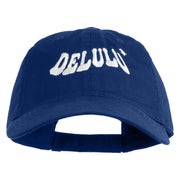 Delulu Wording Embroidered 6 Panel Washed Low Profile Dad Hat - Royal OSFM