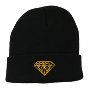 Gold Diamond Embroidered Long Cuff Beanie