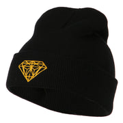 Gold Diamond Embroidered Long Cuff Beanie