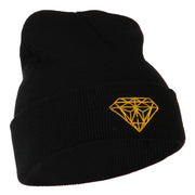 Gold Diamond Embroidered Long Cuff Beanie