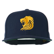 Gold Lion Embroidered Wool Snapback Cap