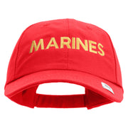 Marines Letter Embroidered 6 Panel Unstructured Cotton Twill Cap Made in USA - Red OSFM