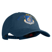 PACAF Pacific Air Forces Veteran Embroidered Washed Solid Pigment Dyed Cotton Twill Brass Buckle Cap - Navy OSFM