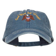 God Bless Our Troops Embroidered Washed Cap