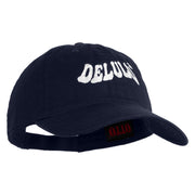 Delulu Wording Embroidered 6 Panel Washed Low Profile Dad Hat - Navy OSFM