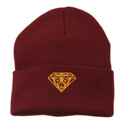 Gold Diamond Embroidered Long Cuff Beanie