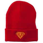 Gold Diamond Embroidered Long Cuff Beanie