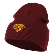 Gold Diamond Embroidered Long Cuff Beanie