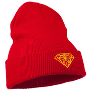 Gold Diamond Embroidered Long Cuff Beanie