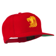 Gold Lion Embroidered Wool Snapback Cap