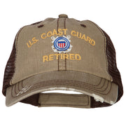 US Coast Guard Retired Embroidered Low Profile Cotton Mesh Cap