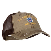 US Coast Guard Retired Embroidered Low Profile Cotton Mesh Cap