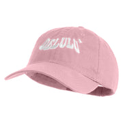 Delulu Wording Embroidered 6 Panel Washed Low Profile Dad Hat - Pink OSFM