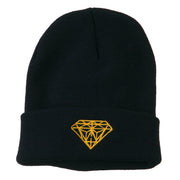 Gold Diamond Embroidered Long Cuff Beanie