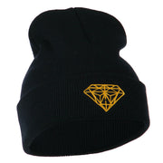 Gold Diamond Embroidered Long Cuff Beanie