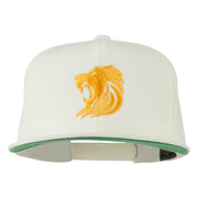 Gold Lion Embroidered Wool Snapback Cap