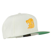 Gold Lion Embroidered Wool Snapback Cap