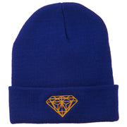 Gold Diamond Embroidered Long Cuff Beanie