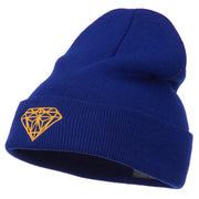 Gold Diamond Embroidered Long Cuff Beanie