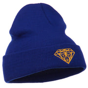 Gold Diamond Embroidered Long Cuff Beanie