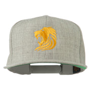 Gold Lion Embroidered Wool Snapback Cap