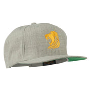 Gold Lion Embroidered Wool Snapback Cap