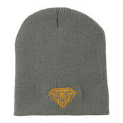 Gold Diamond Embroidered Youth Short Beanie