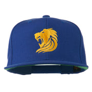 Gold Lion Embroidered Wool Snapback Cap