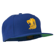 Gold Lion Embroidered Wool Snapback Cap