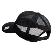 Marines Letter Embroidered 6 Panel Structured Cotton Twill Mesh Cap Made in USA - Black OSFM