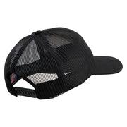 Marines Letter Embroidered 6 Panel Structured Cotton Twill Mesh Cap Made in USA - Black OSFM