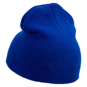 Made in USA Moai Stone Landmark Embroidered 8 Inch Short Beanie - Royal-Blue OSFM