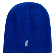 Made in USA Moai Stone Landmark Embroidered 8 Inch Short Beanie - Royal-Blue OSFM