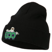 Halloween Ghost Boo Embroidered Long Beanie