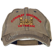 Combat Engineer Veteran Embroidered Low Profile Cotton Mesh Cap