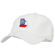 Georgia State Flag Map Embroidered Unstructured Washed Cap