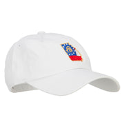 Georgia State Flag Map Embroidered Unstructured Washed Cap