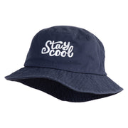 Stay Cool Phrase Embroidered Cotton Twill Bucket Hat - Navy M