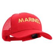 Marines Letter Embroidered 6 Panel Structured Cotton Twill Mesh Cap Made in USA - Red OSFM