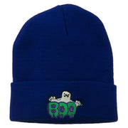 Halloween Ghost Boo Embroidered Long Beanie