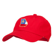 Georgia State Flag Map Embroidered Unstructured Washed Cap