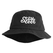 Stay Cool Phrase Embroidered Cotton Twill Bucket Hat - Black M